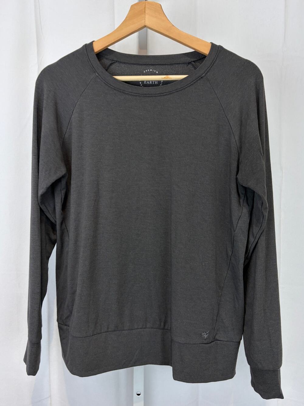 COZY EARTH Brushed Bamboo Pullover Crew Long Sleeve Sweatshirt Top Gray Size S